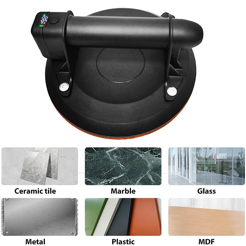 Industrial 8 Inch Electric Vacuum Sucker 200kg Capacity, Auto-Seal Suction Cup for Stone/Glass/Tile Construction Handling