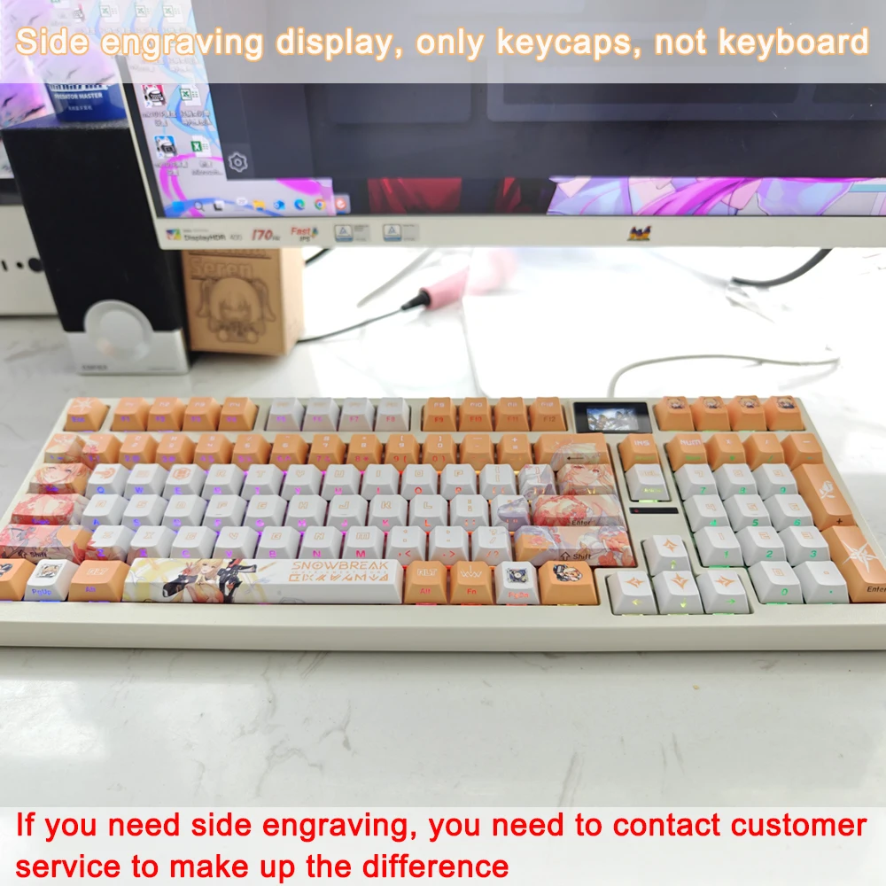 Project Snow Keycap PBT Dye Subbed Cherry Profile Keycaps Anime Game Dustborn Fenny Guiltcrown Lyfe Bestla Key Caps voor toetsenbord