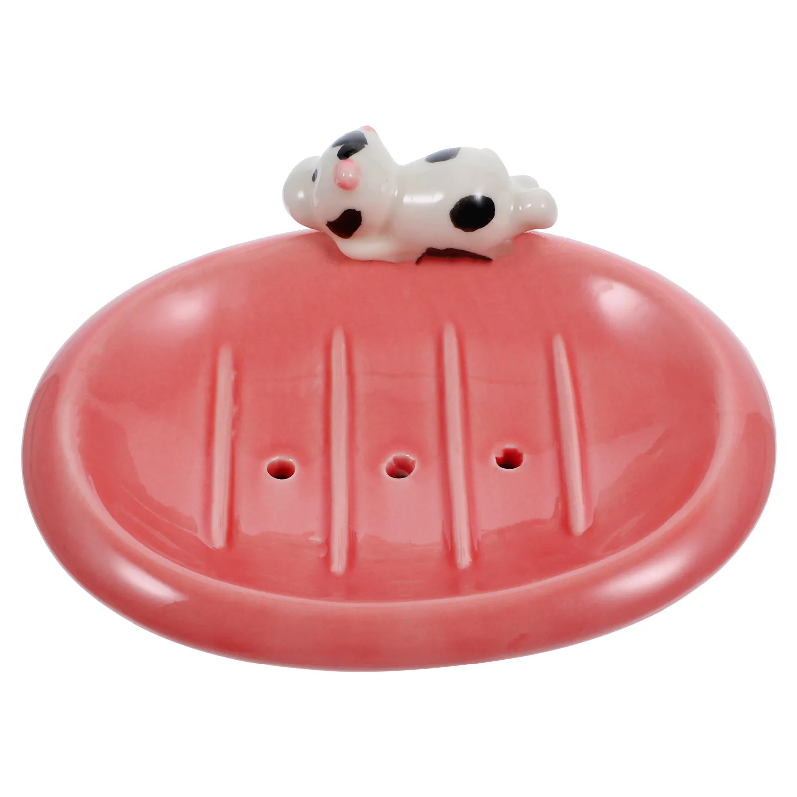 Adorable Ceramic Soap Holder Premium Drainage Structure Suitable for Home Hotel Laundry Small Soap Box Countertop Storage