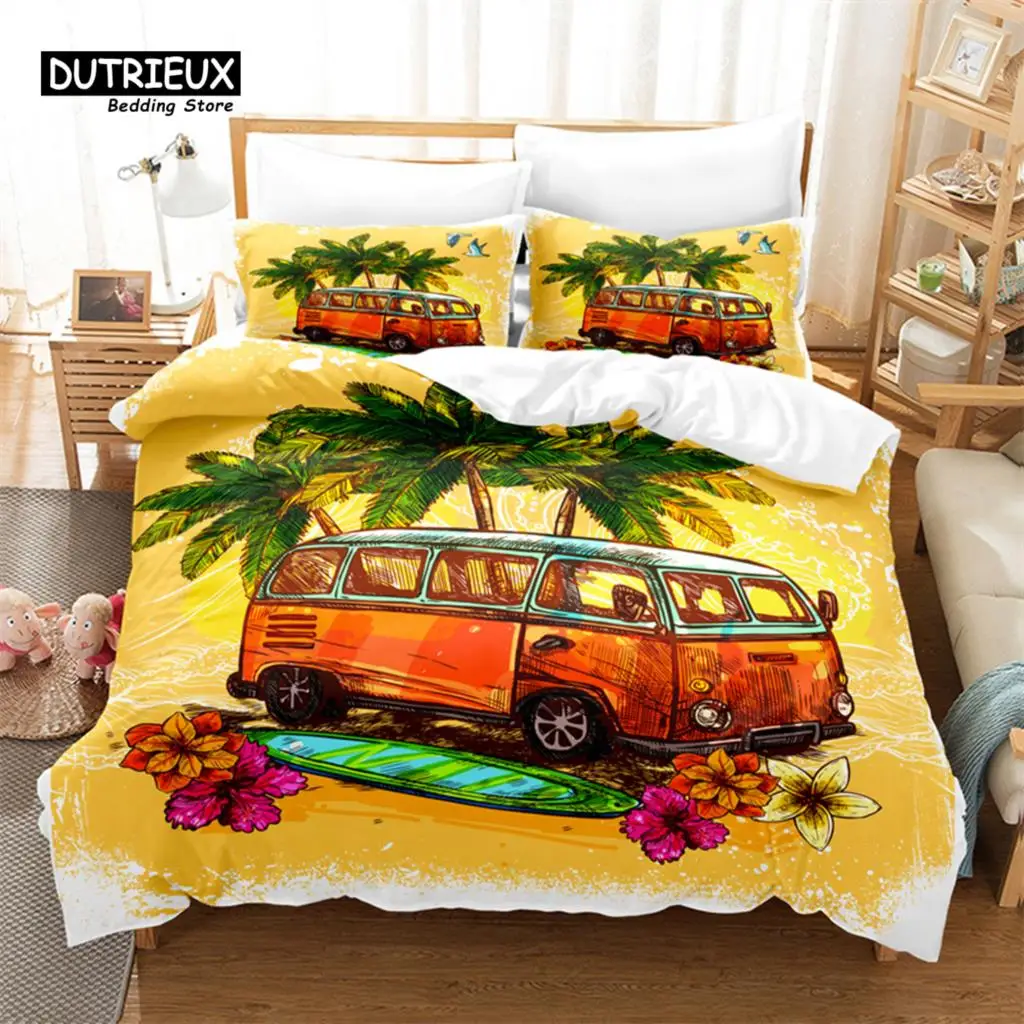 

3D Beach Bedding Set, 3Pcs Duvet Cover Set, Soft Comfortable Breathable Duvet Cover, For Bedroom Guest Room Decor