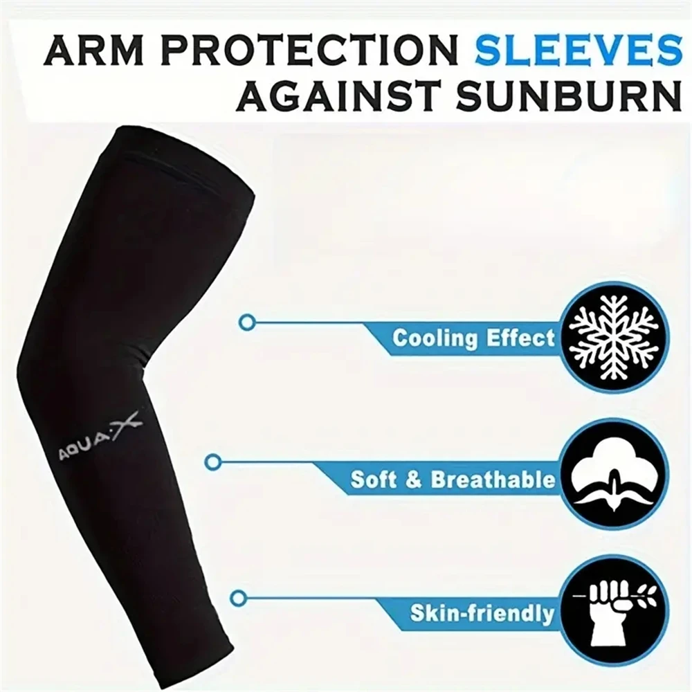 1 Pair Summer Cycling Cooling Ice Silk Arm Cover Arm Sleeves Running Outdoor Sport Sunshade Protection Woman Men Fingerless Glov