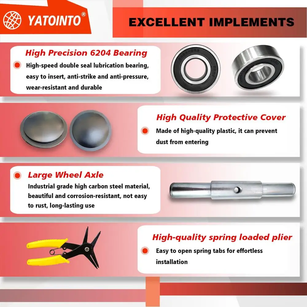 Pallet Jack Steer Wheel Kit 7"x2" Polyurethane Red Bearings Axle Caps 2PC Set