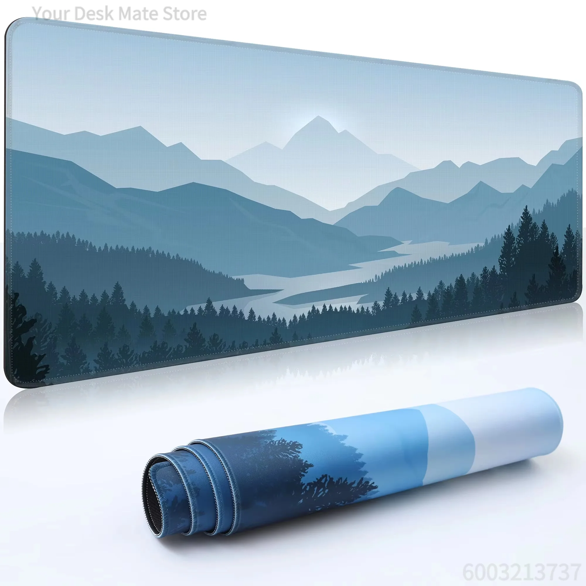 Soft Pale Foggy Pine Valley Landscape Print Mouse Mat Non Slip Waterproof Large Desk Pad Perfect Gift for Outdoor Scenery Fans