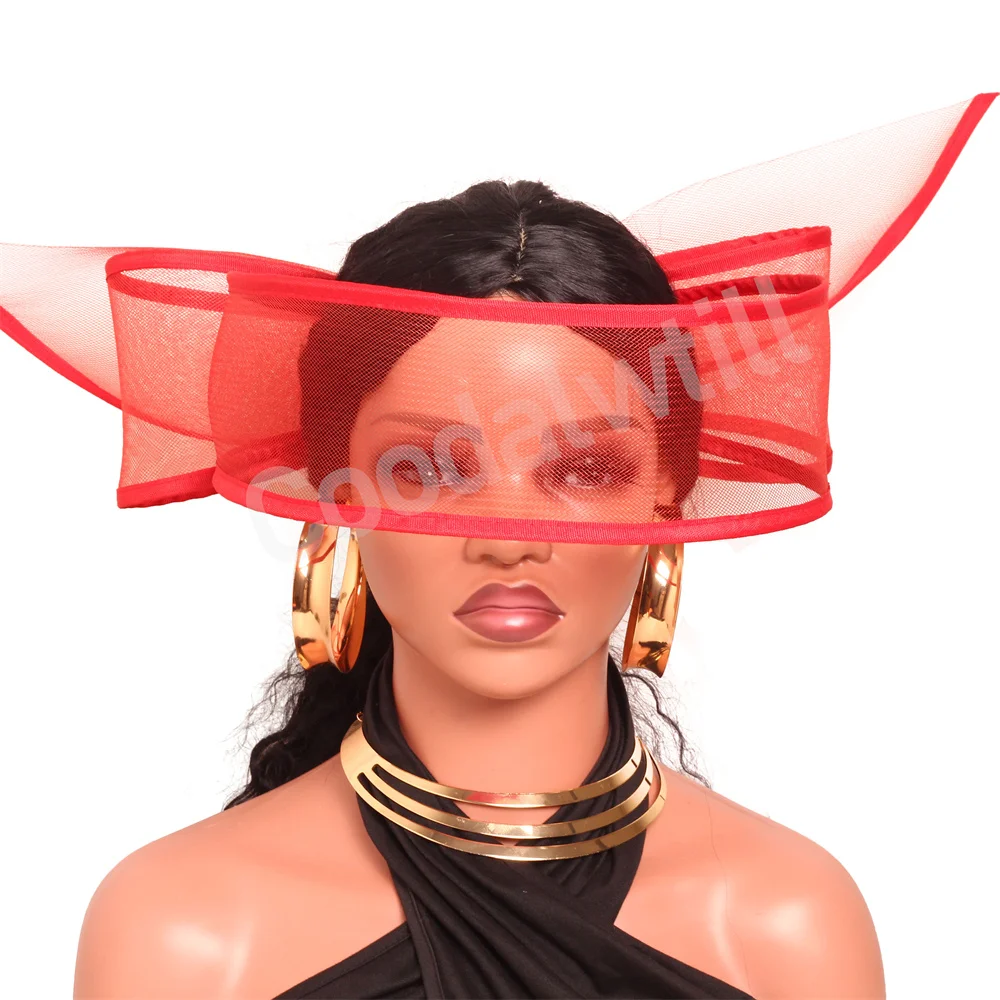 Red Wedding Mesh Fascinator Hat Women Bride Veils Fashion Headpiece Ladies Formal Derby Race Chapeau Cap Women Royal Fascinators