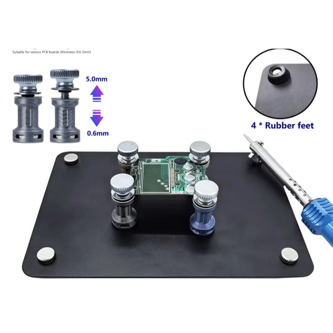 Universal PCB Holder Fixture Soldering Platform with Magnetic Pins Rubber Feet for Circuit Board Assembly Repair Strong Magnetic
