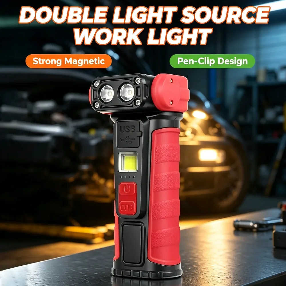 New LED Flashlight Magnetic Pen‑Clip Design Super Bright Multifunctional Torch for Emergency Maintenance Repair Work Lighting