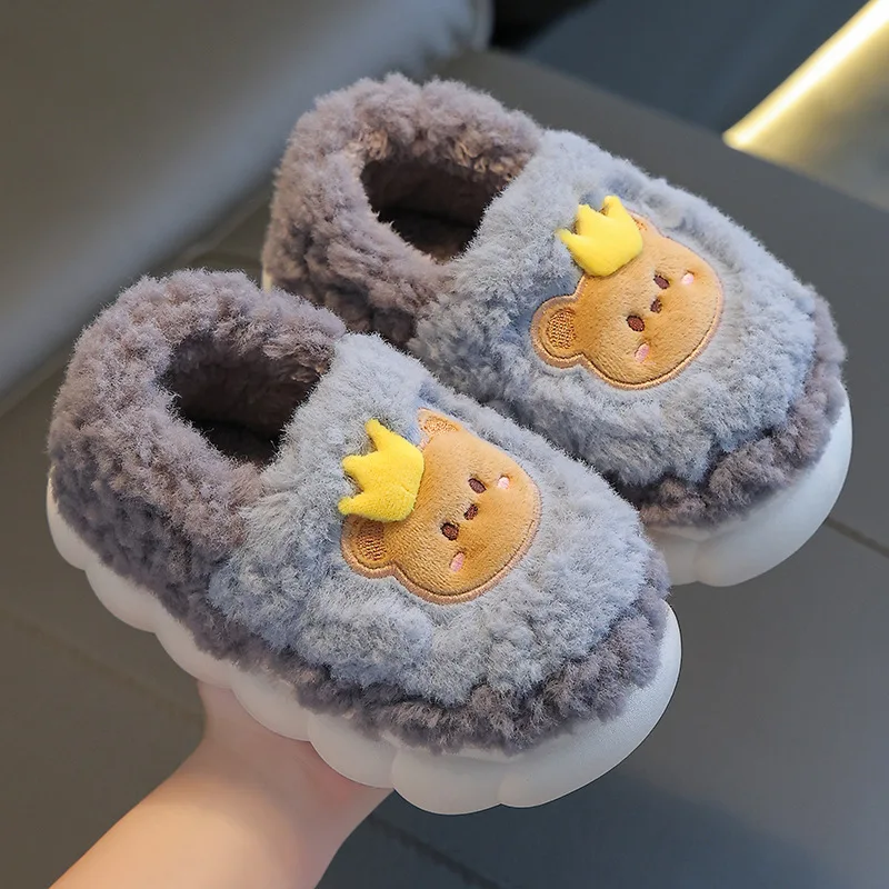 New children\'s cotton shoes boys padded thickened fur cotton shoes winter girls home warm cozy cotton slippers