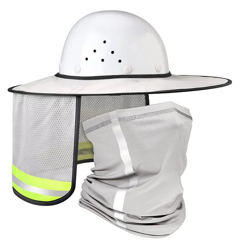 

ABKR-жесткая шляпа, козырек от солнца, 2 шт., защита от солнца и гетры для шеи, бандана, шарф для лица, аксессуары для каски, пыльно-серый