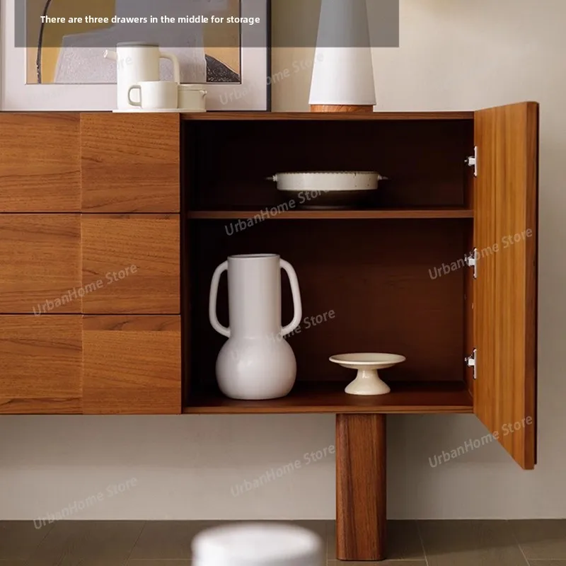 

Mid-century Style Solid Wood Sideboard French Retro Simple Dining Room Storage Cabinet Designer Living Room Home Furniture FYLC