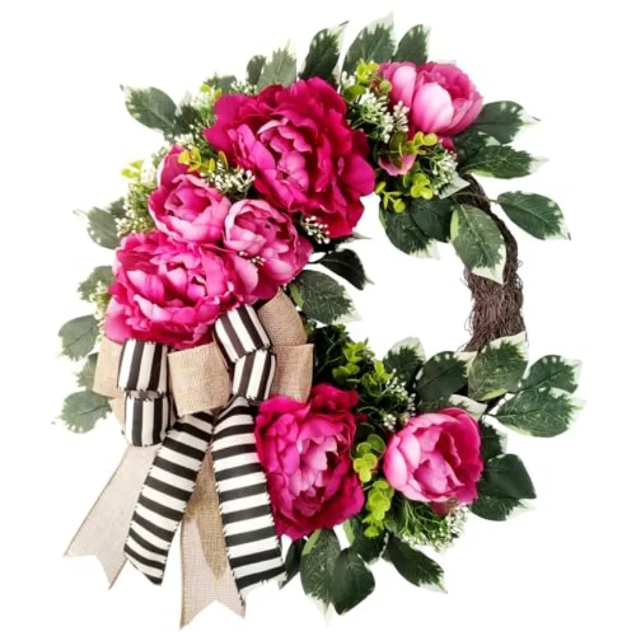 

Весенне-летний венок для входной двери, пышный венок из пионов, декор ко Дню святого Валентина, подарок на новоселье, украшение для свадебной двери, декор для фермерского дома, крыльца, дачи