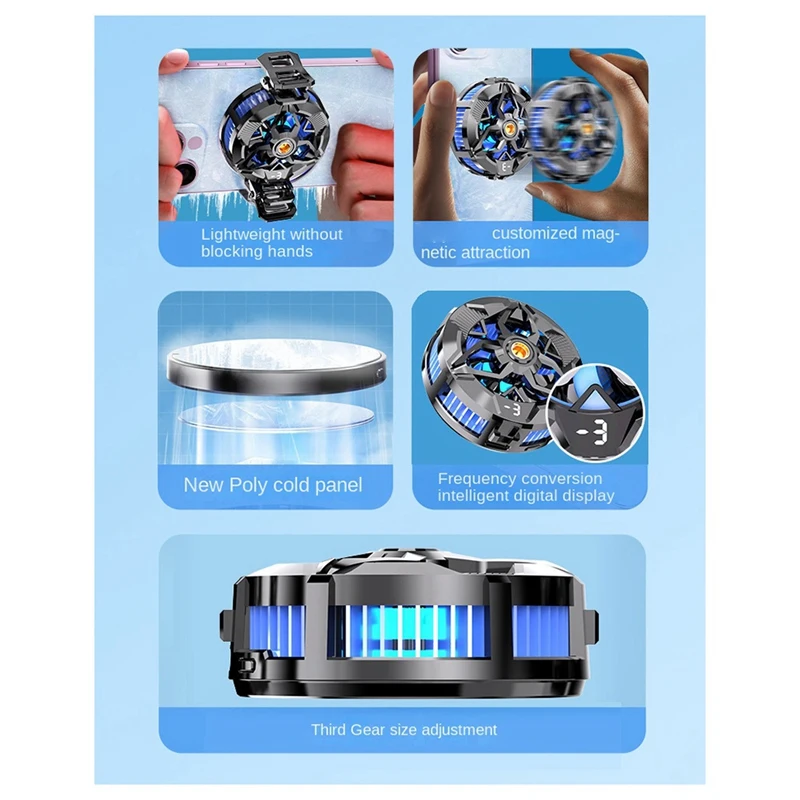 Magnetic Mobile Radiator Phone Cooler Silent Semiconductor Cooling Fan Cooler Magnetic/Back Clip 2-In-1 For Tablet/Phone image 5