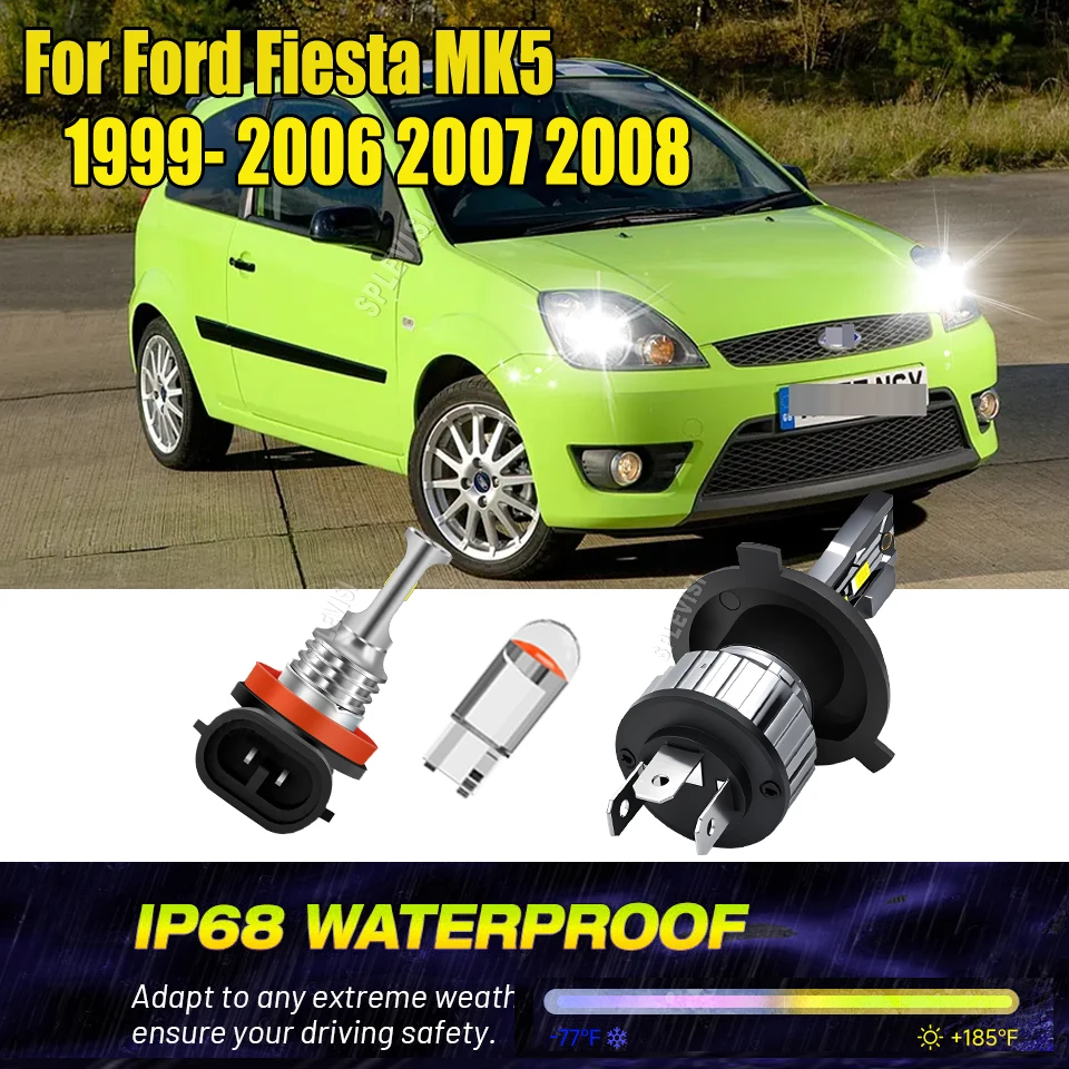 LED الأبيض كشافات الضباب الخفيف في جميع الأحوال الجوية حماية عالية الأداء لفورد فييستا MK5 1999 2000 2001 2002 2003 2004 2005-2008 #1