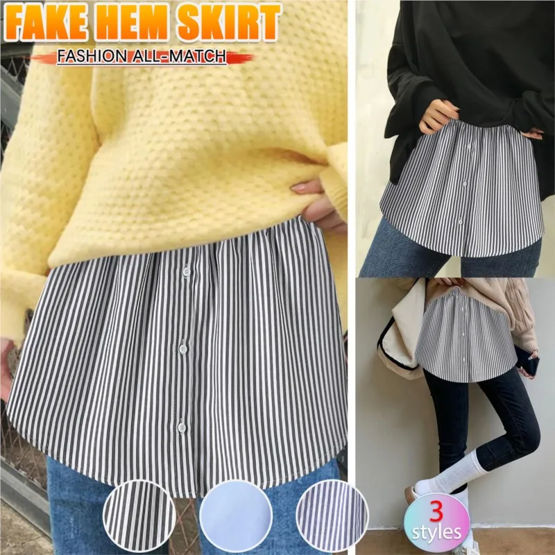 

Women Girls Shirt Blouse Extender Adjustable Layering Faux Top Lower Sweep Mini Skirt False Hemline Splitting Underskirt