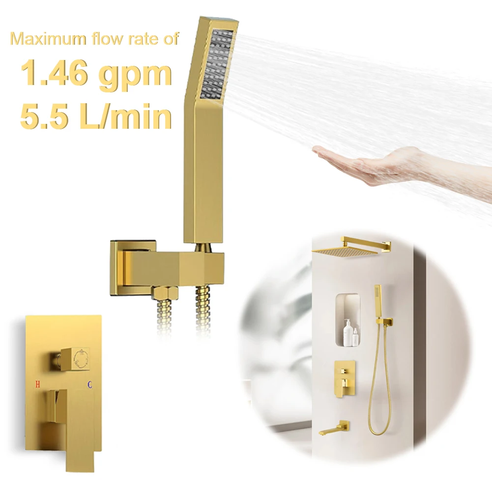 

10 Inch All-Copper Shower Head with Handshower Shower Combo Set Square Shower Head for Home Bathroom Accessories