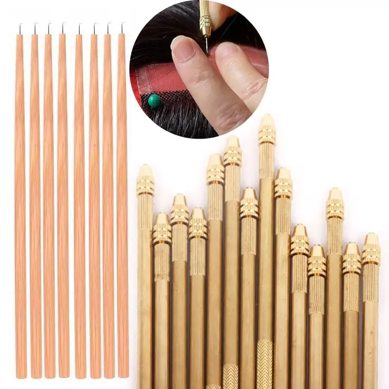 Ventilating Needles for Lace Wig Making Metal Crochet Hook Needle With Wood Holder Wig Accessories