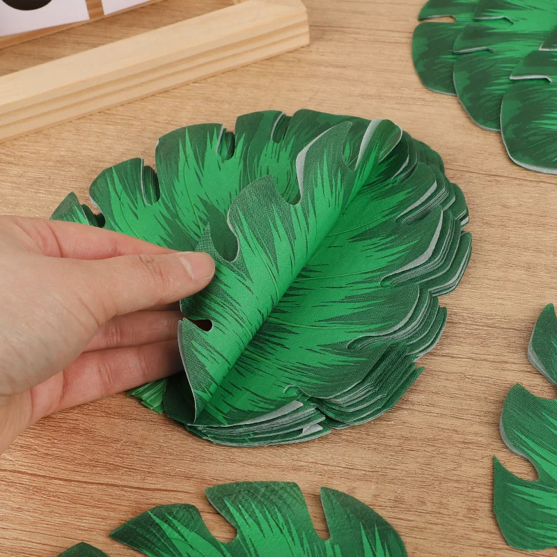 

20/60/100pcs Palm Leaf Shaped Napkins Printed Paper Towels Green Leaves Jungle Summer Hawaiian Party Beach Table Decoration