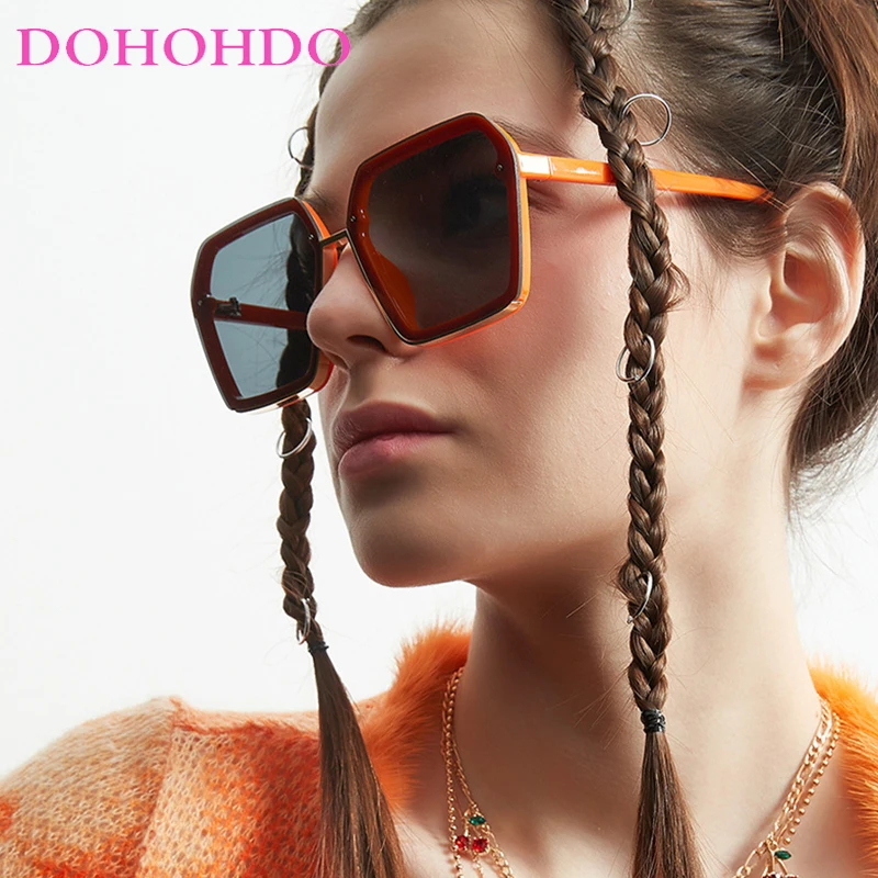 DOHOHDO-نظارات شمسية مضلع فاخرة للرجال والنساء ، نظارات شمسية كبيرة الحجم ، نظارات ريترو للجنسين ، ظلال مربعة ، موضة جديدة ، UV400