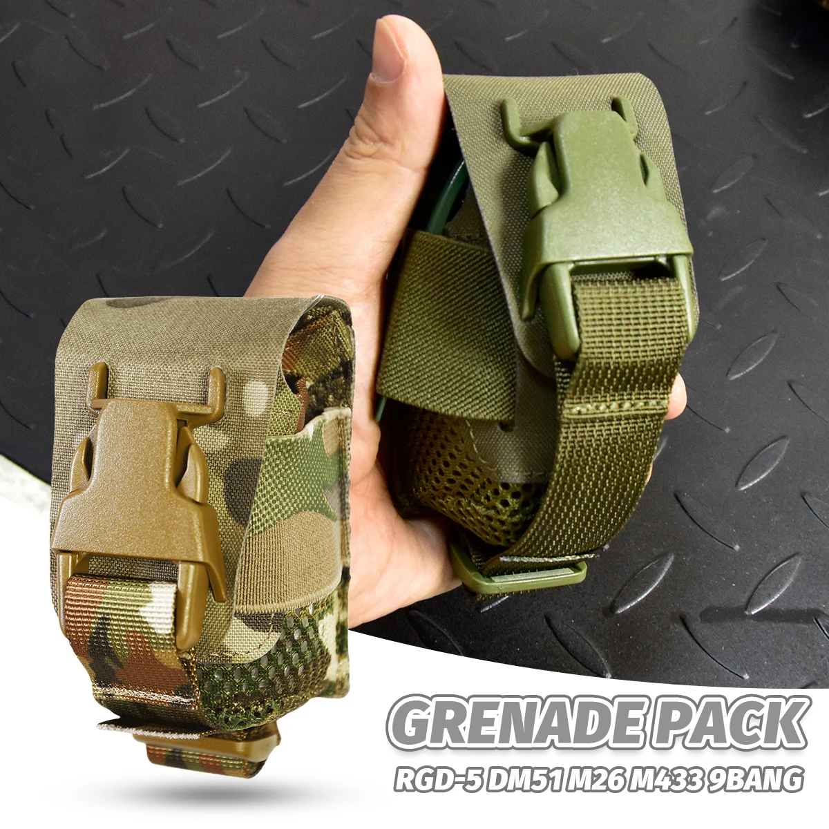 

Adjustable Tactical Grenade Pouch Molle Belt Pack Paintball Airsoft Gear Hunting Accessories Pouch for RGD-5 DM51 M26 M433 9BANG