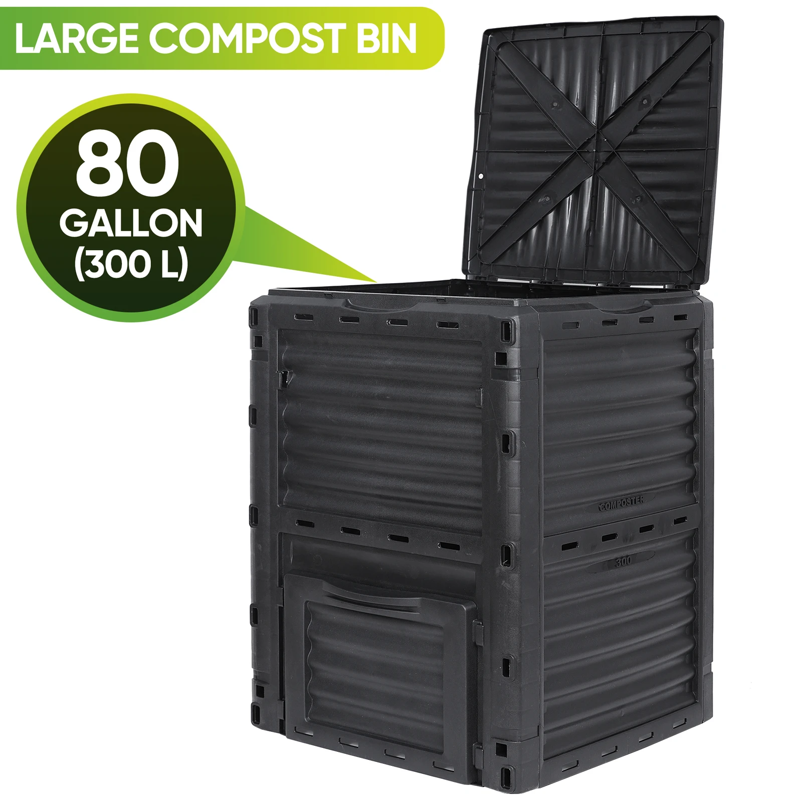 Large Garden Compost Bin 80 Gallon Outdoor Composter Bin from BPA Free Material