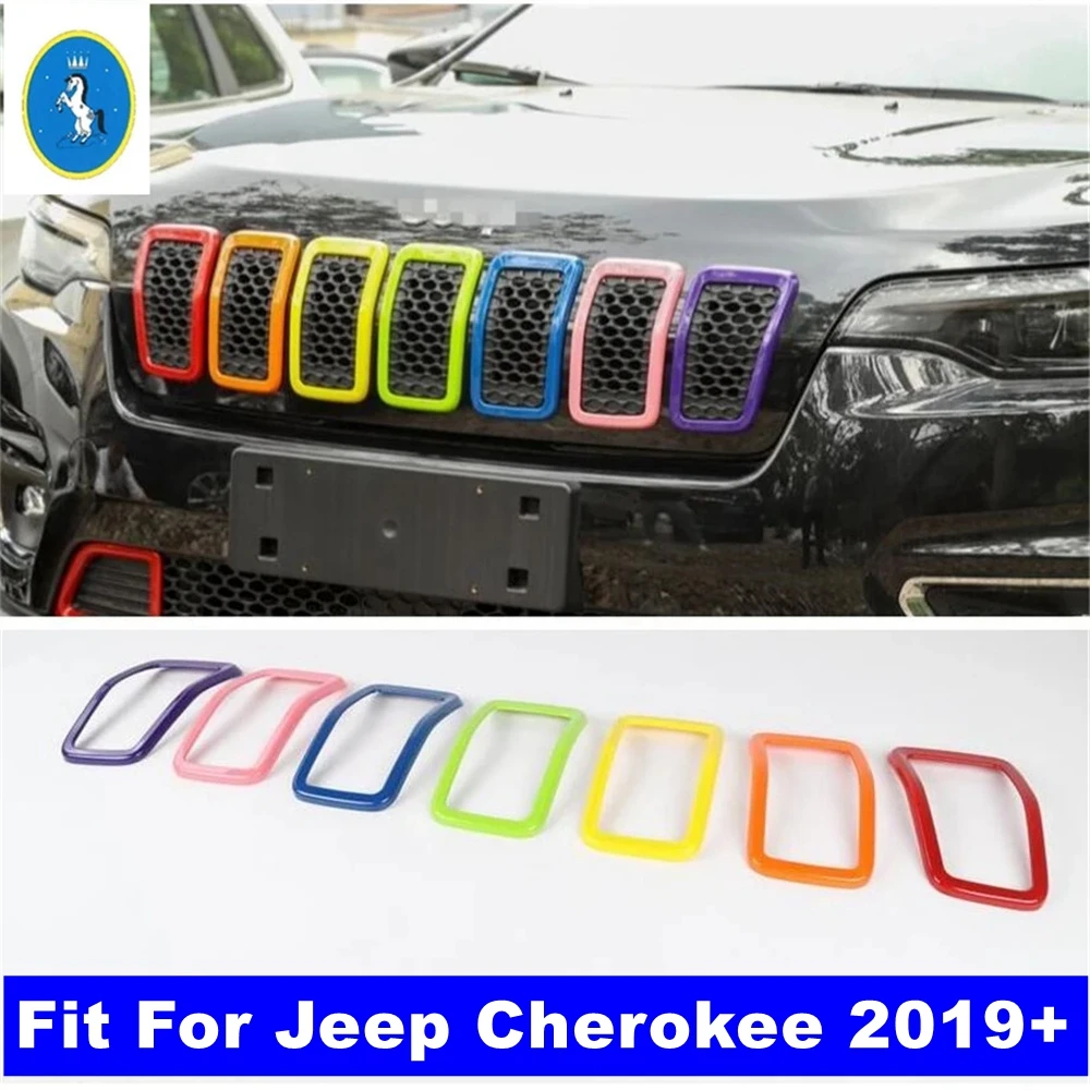 

Car Center Front Grille Grill Ring Decoration Cover Trim ABS Fit For Jeep Cherokee 2019 Black / Red Style Exterior Accessories