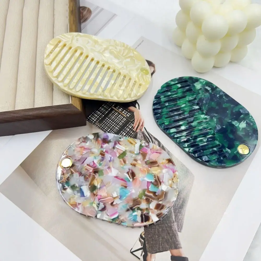 portable Acetate Makeup Mirror Mini Anti static Hair comb multifunctional Folding Mirror comb Travel