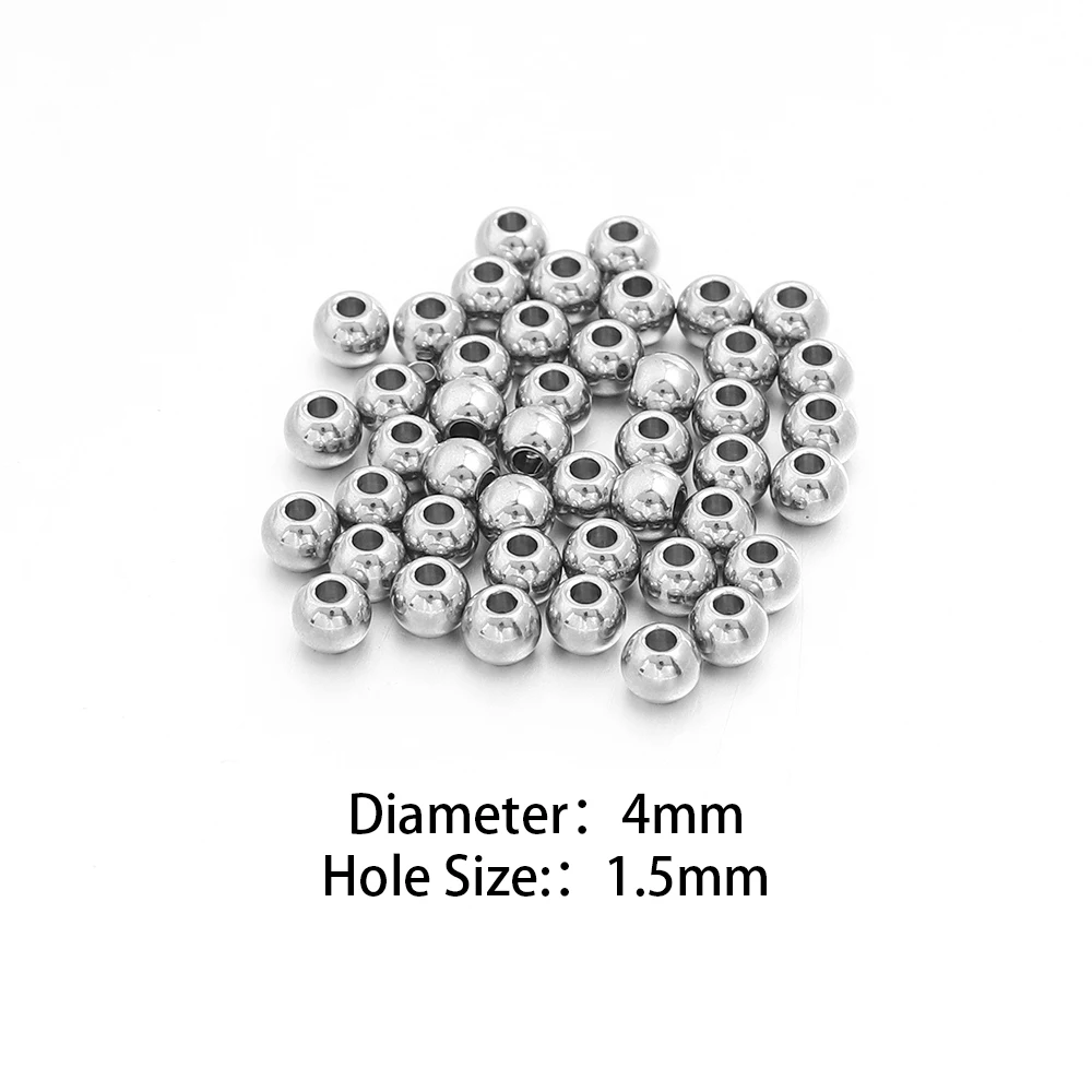 10-100 Stück hochwertige Edelstahlperlen für die Schmuckherstellung, lose Abstandshalter-Rundperlen, DIY-Armband, Halskette, Großhandel, 2-10 mm – Detail 10