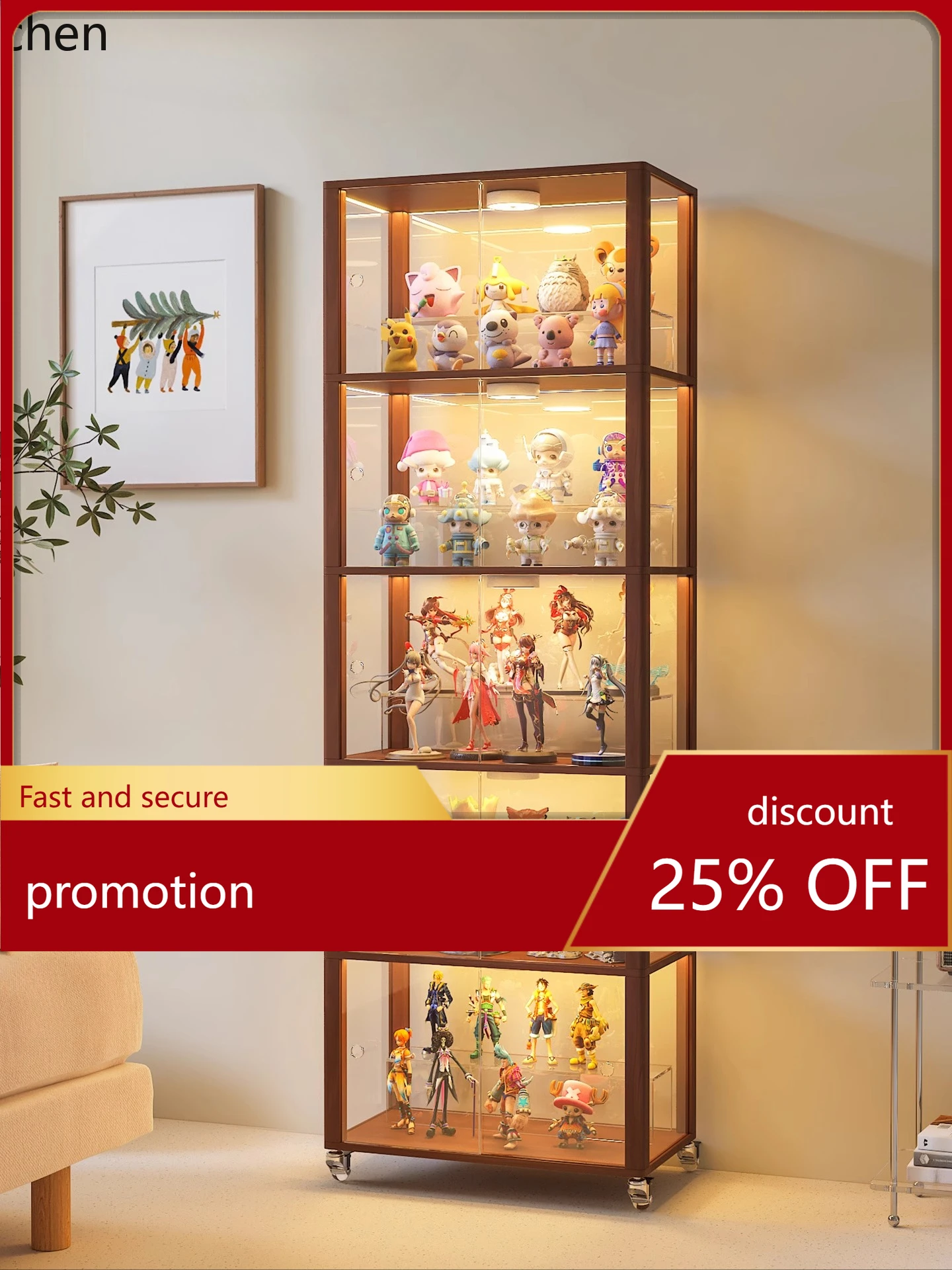 ZML acrylic display stand multi-layer figure solid wood storage cabinet display cabinet floor