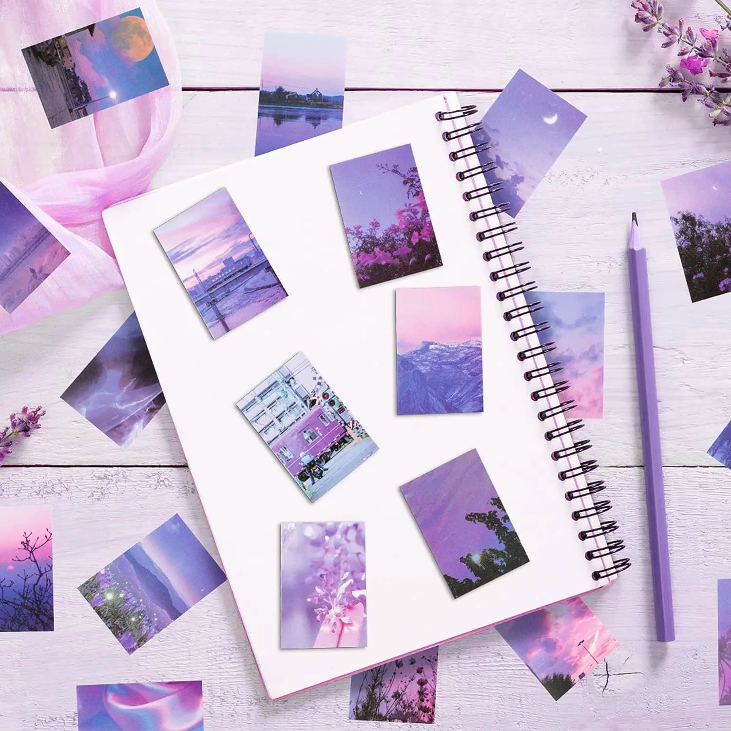 300Pcs Washi Stickers Set 6 Themed Vintage Journal Sticker Sunset Scenery Rose Mountain Sticker Book Scrapbooking Planners Diary