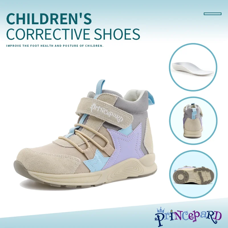 Orthopedische kinderschoenen, Princepard hoge enkelsteun corrigerende sneaker voor jongens en meisjes Correcte platte voeten Tiptoe Walking