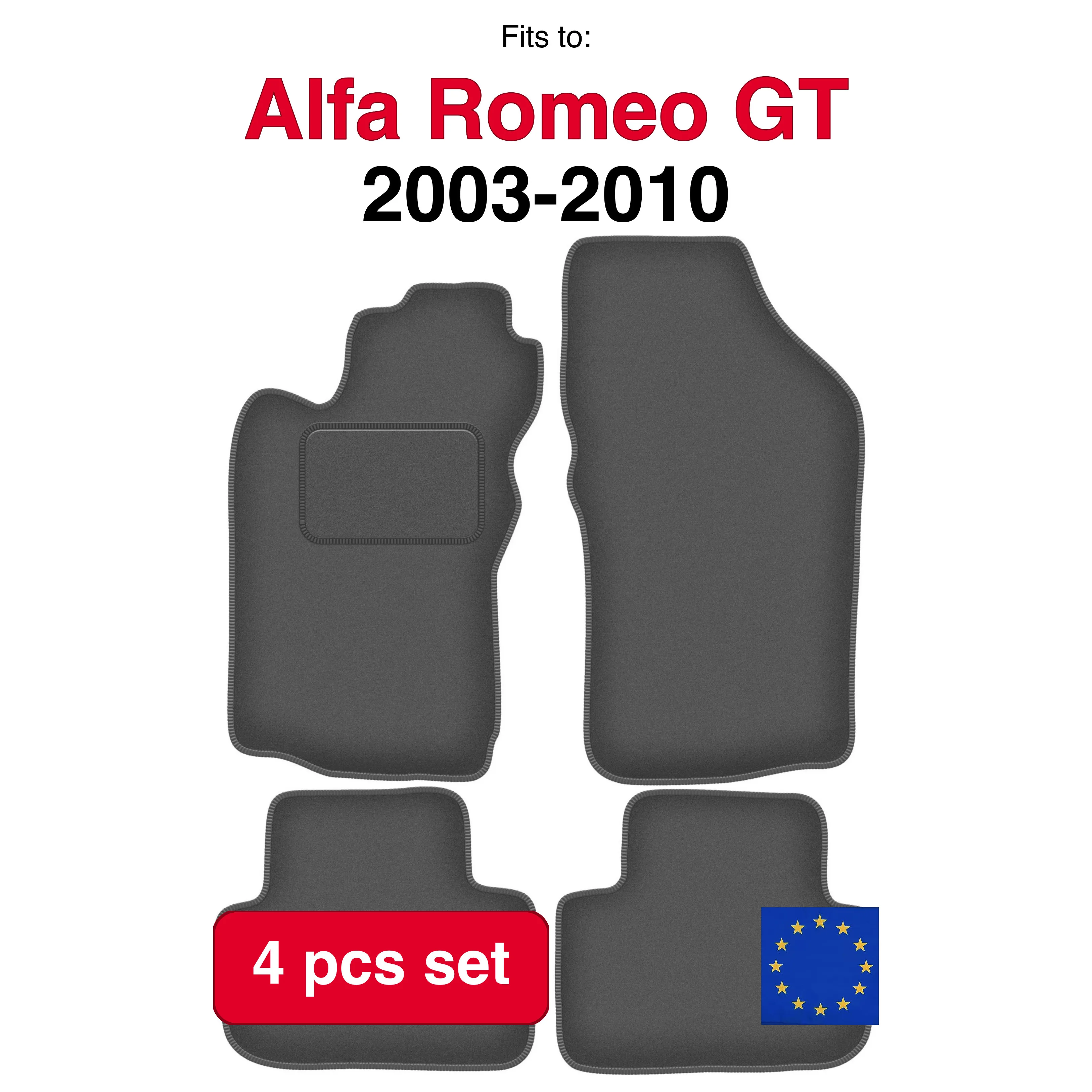 Auto velour matten voor Alfa Romeo GT Coupe (2003-2010) -grafiet (4 stuks) auto passende automattenset