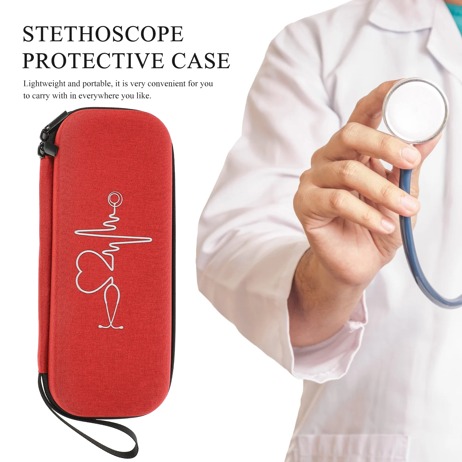 

1Pcs Stethoscope Protective Case Portable Hard Shell Eva Storage Pouch Shockproof Compatible for 3m Sky Blue with Net