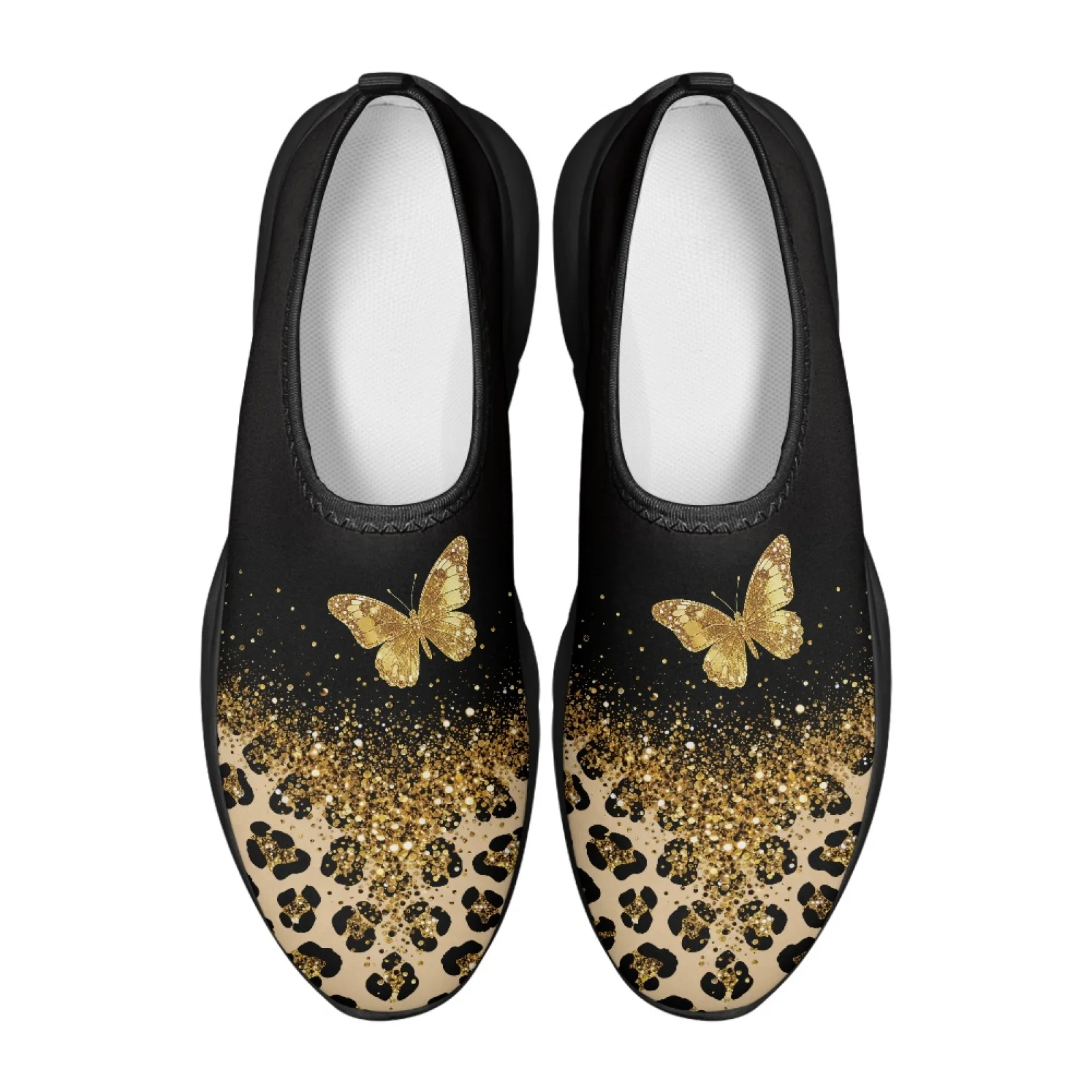 PENSTROLL Gold Leopard Print Classic Tennis Shoes for Men Walking Business, Lightweight Casual Shoes
