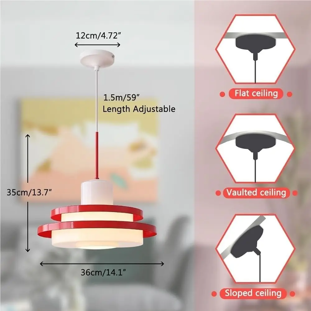 Retro UFO Shape Led Chandelier Nordic Iron Glass Pendant Lamp Dining Living Room Bedroom Home Indoor Decor Modern Pendant Light