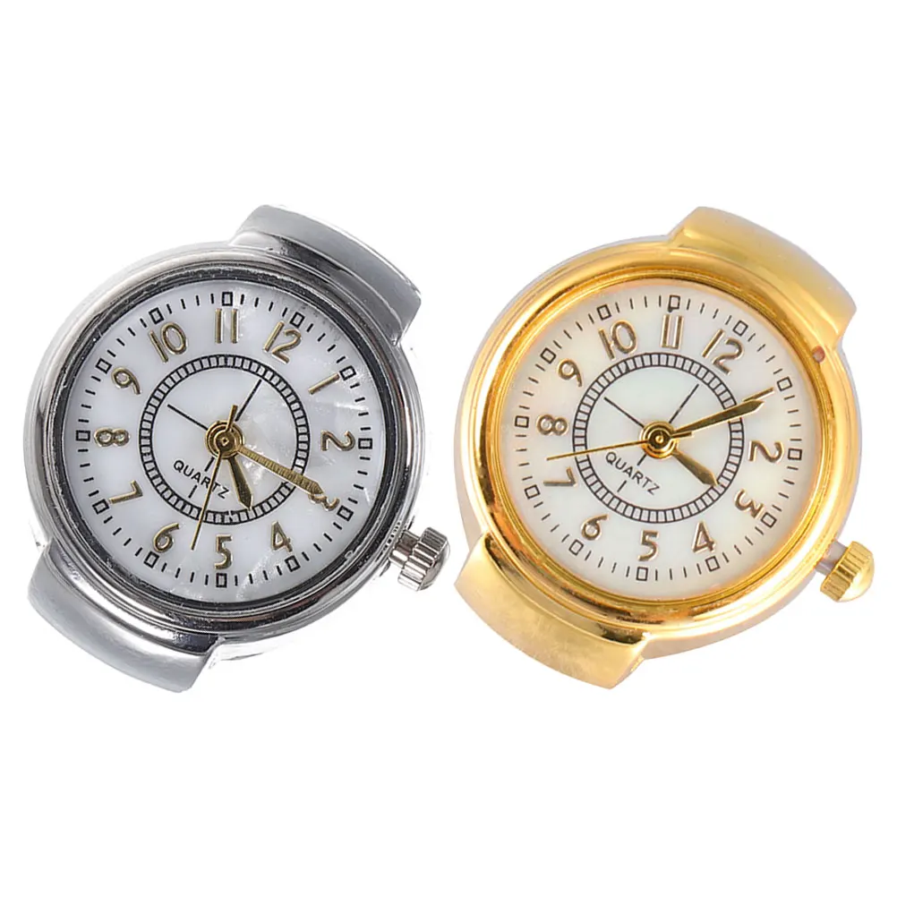 

2pcs Digital Ring For Men Women Tiny Alloy Finger Watch Decorative Casual Creative Small Mini Round Watch Ring Fashion Jewelry