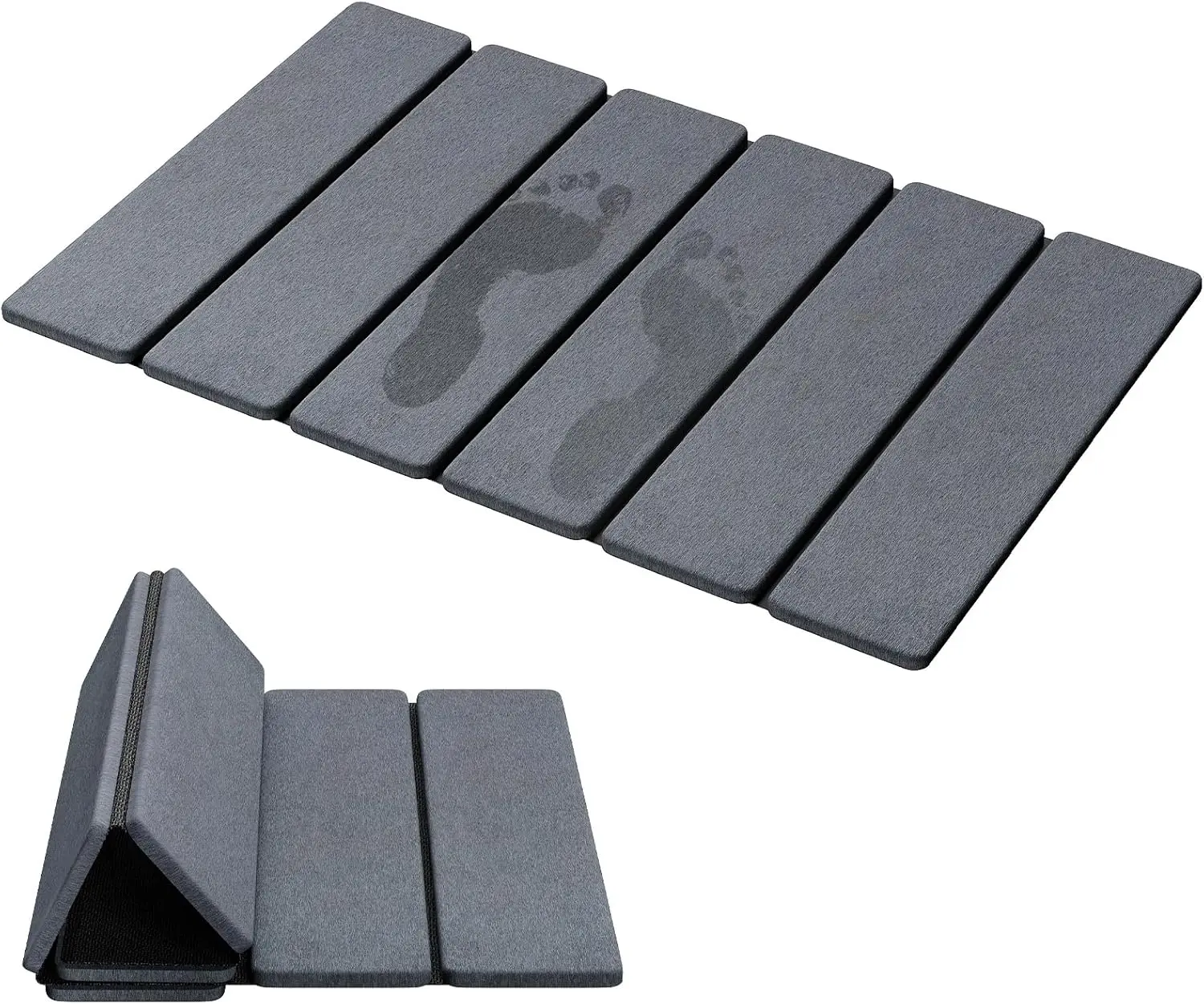 

Foldable Quick Drying Diatomaceous Earth Bath Mat, Non-Slip Rubber Base, Easy Clean Shower Mat 23.6x15.3 Inch Dark Gray