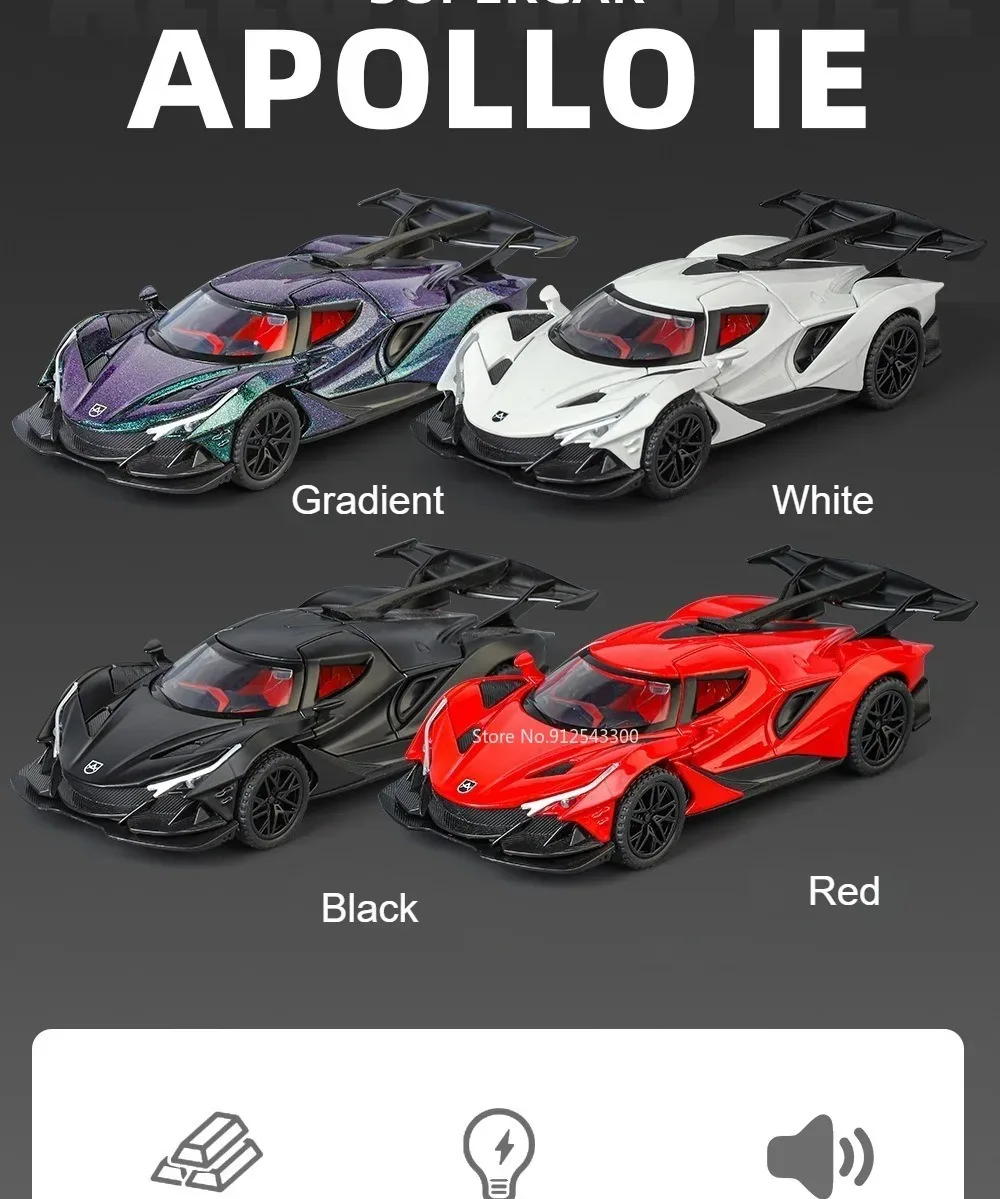 Maßstab 1:32 Apollo EVO IE Automodell Spielzeug Metalldruckguss Zurückziehen Super Cars Türen Geöffnete Fahrzeugmodelle Beste Geschenke für Kinder – Detail 10