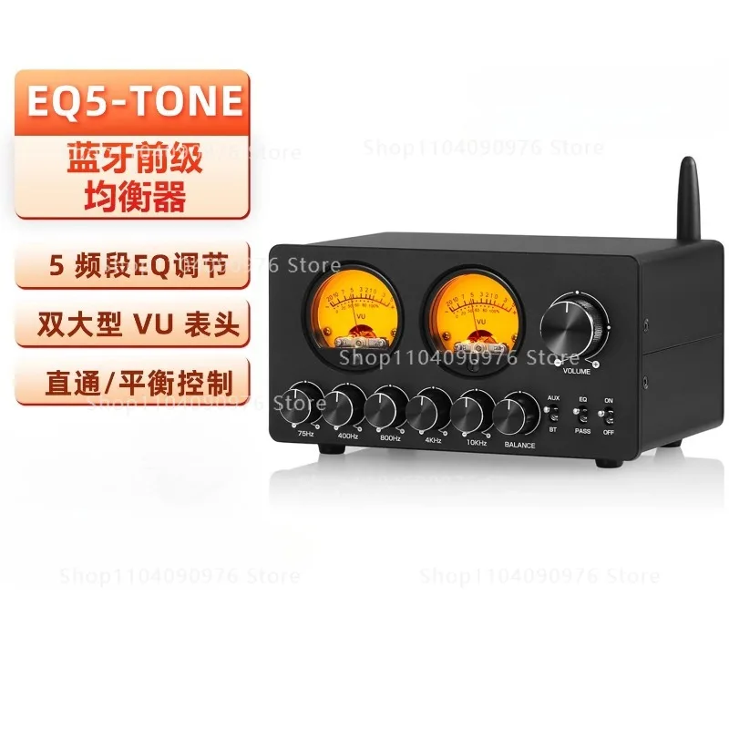

EQ5 / EQ5 PRO Mini 5-Band EQ Equalizer with Bluetooth Receiver 3.5mm AUX Stereo Audio Bypass Balance Preamp w/VU Meter