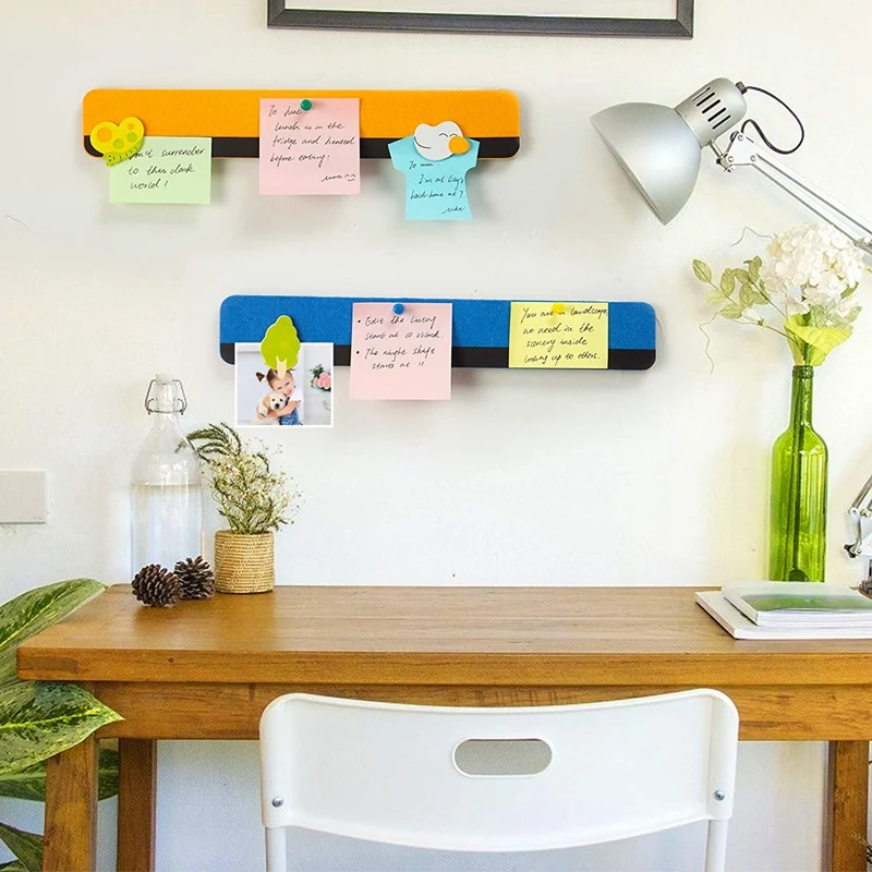 6 แพ็คสี Combo Bulletin Board แถบกาวหนาได้รับการสนับสนุนแม่เหล็ก Bulletin บาร์สําหรับ Home Office Memo Cork Board