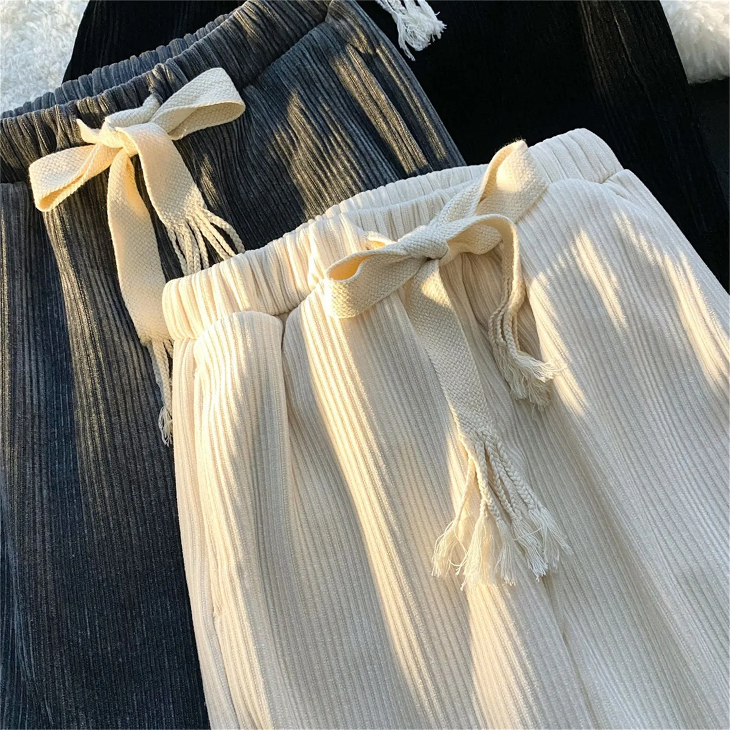 

Fashion Men's Pants Retro Ankle Length Casual Korean Style Pant Exquisite Male Waist Loose Pant Man Streetwear Trend Black