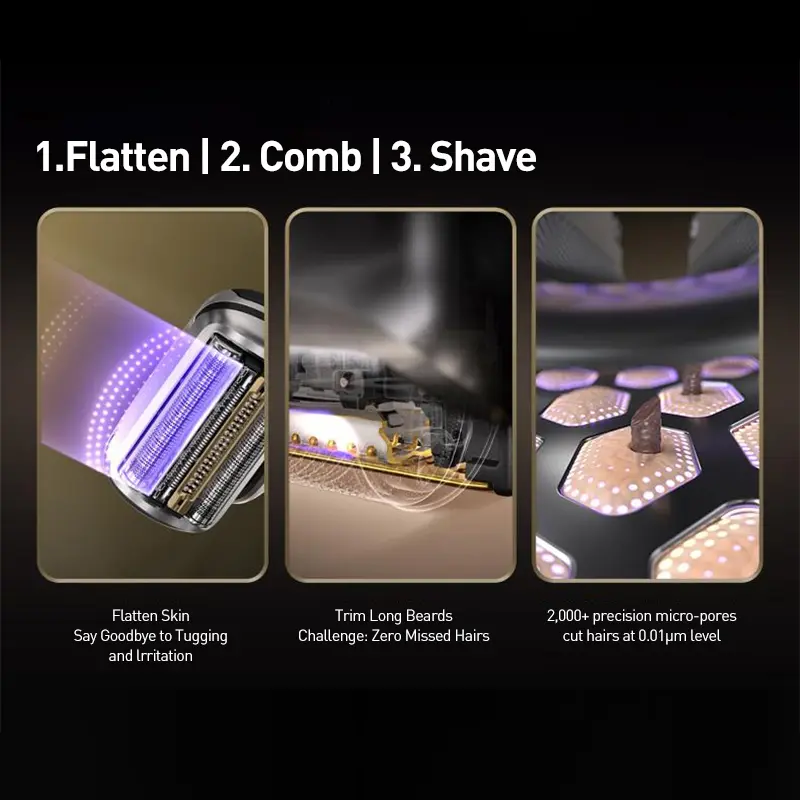 Braun 9-9719s Electric Shaver Reciprocating Blade floating head Wet and Dry shave Fast Charging stainless steel - 2