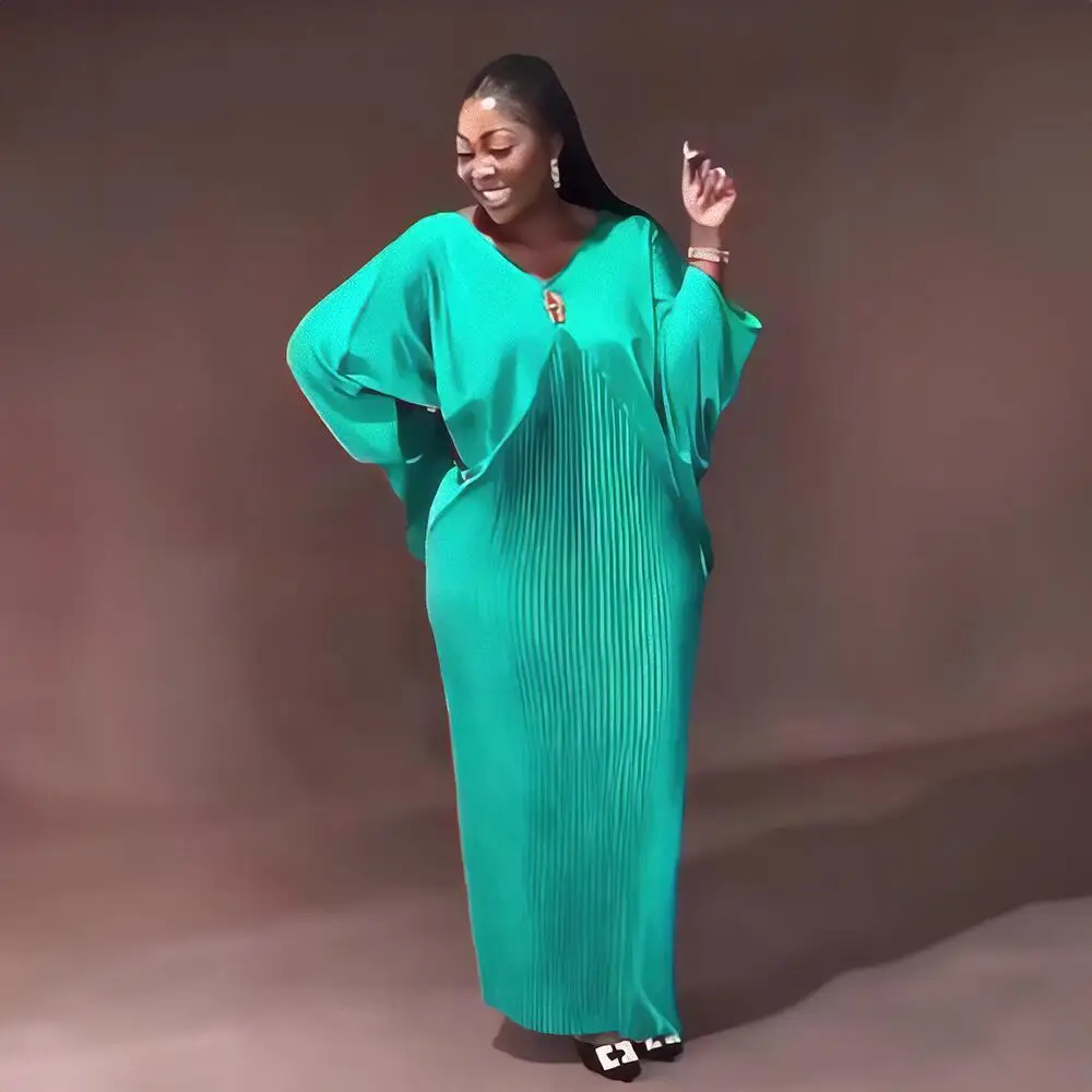 Cheap plus size elegant dresses Rayon pleated fabric african women traditional outfit hooked cloak african dresses for woman