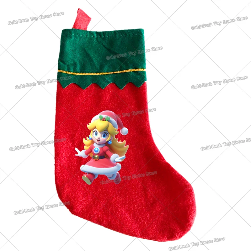 Super marios bros papai noel meias luigi navegador pêssego meias de natal decoração ano novo meias decoração criança favores presente de natal