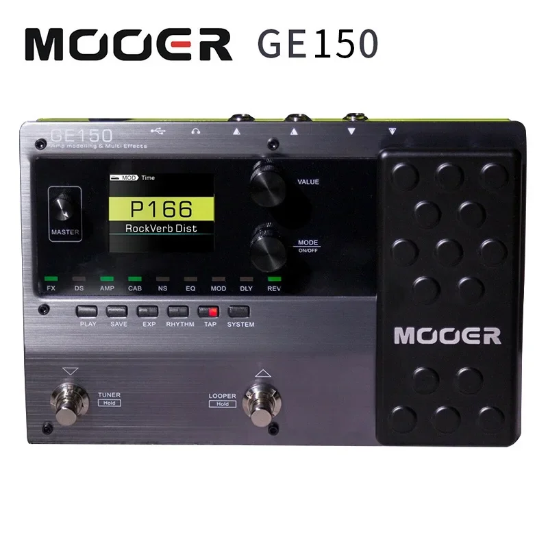 MOOER GE150 Amp Моделирующая и мультиэффектная педаль 55 моделей усилителей 151 Эффекты 80 s Looper 40 барабанных ритмов Педаль эффектов