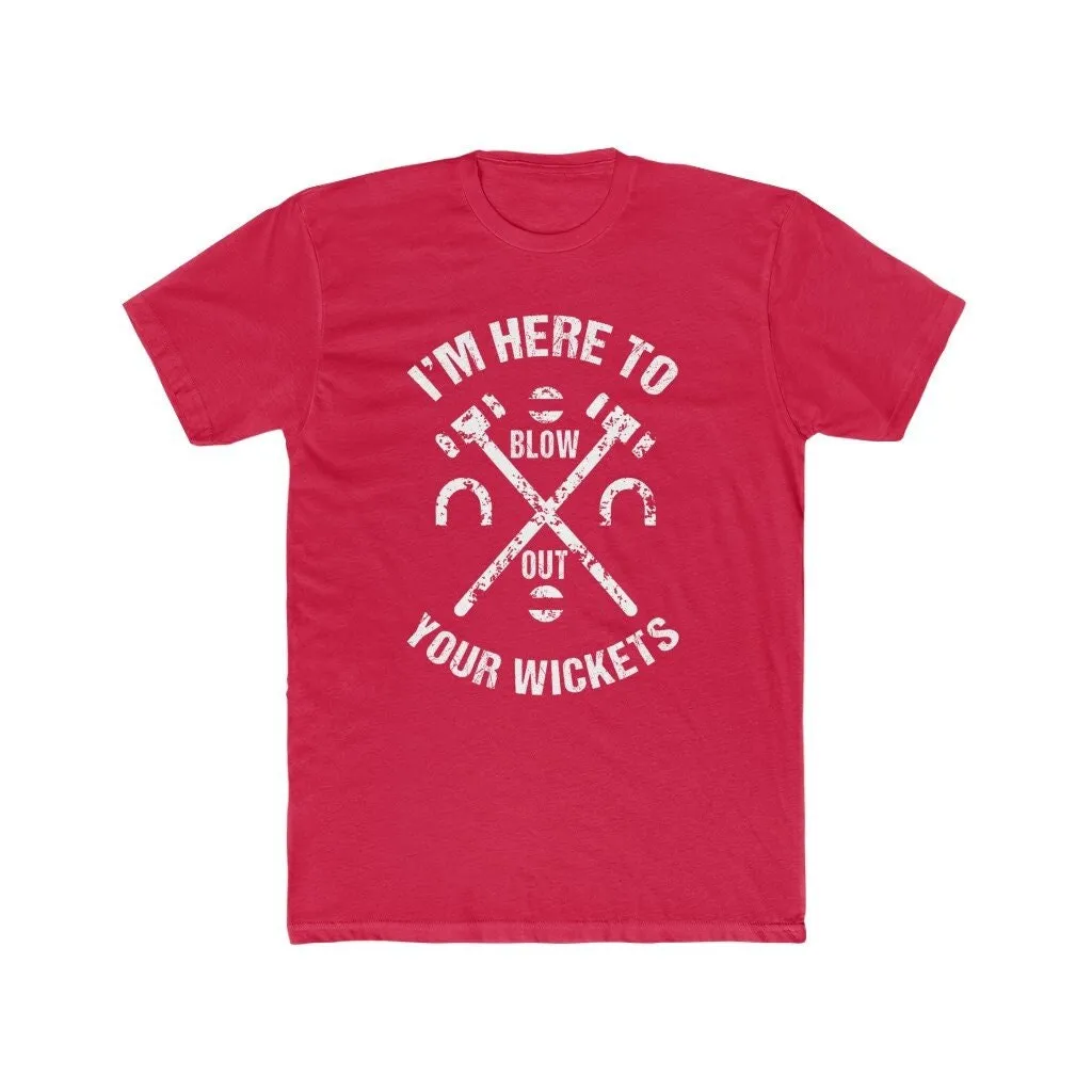 I'm Here To Blow Out Your Wickets Vintage Funny Croquet Premium Cotton Crew T Shirt