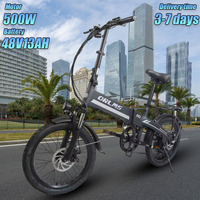 ORLMS S9 Folding Electric Bicycle 500W Motor 48V13AH Lithium Battery City Road Electric bike 20*1.95-in Fat Tire Mountain E-Bike