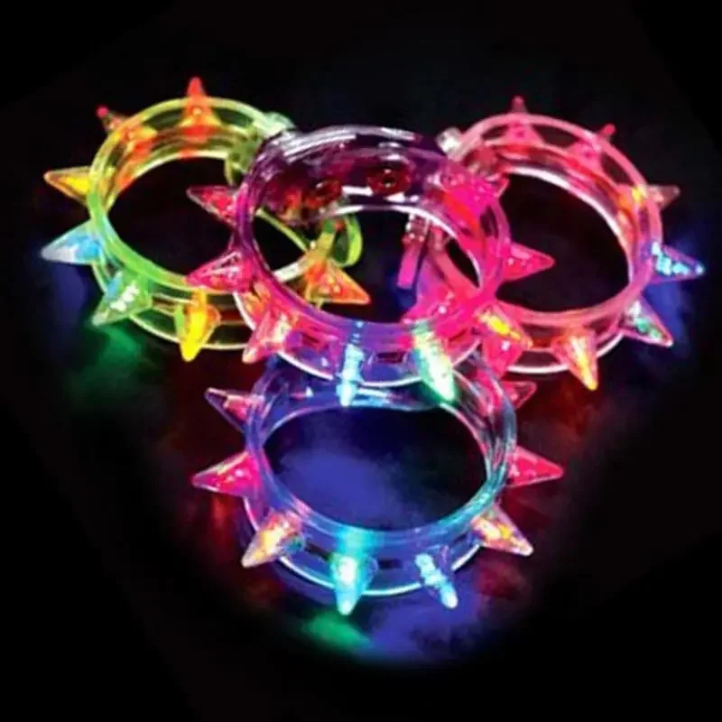 Punk Studded Glowing Bracelet Glow Funny Flash Bracelet Fluorescent Color Changing For Party Props LED Eight Lamp