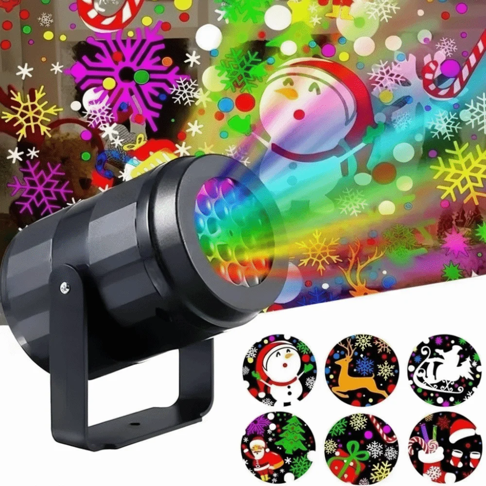 

Красочный рождественский проектор с питанием от USB, вращающийся снежинка, Рождественский светодиодный ночник, лампа для Хэллоуина, звездной атмосферы, Новый год