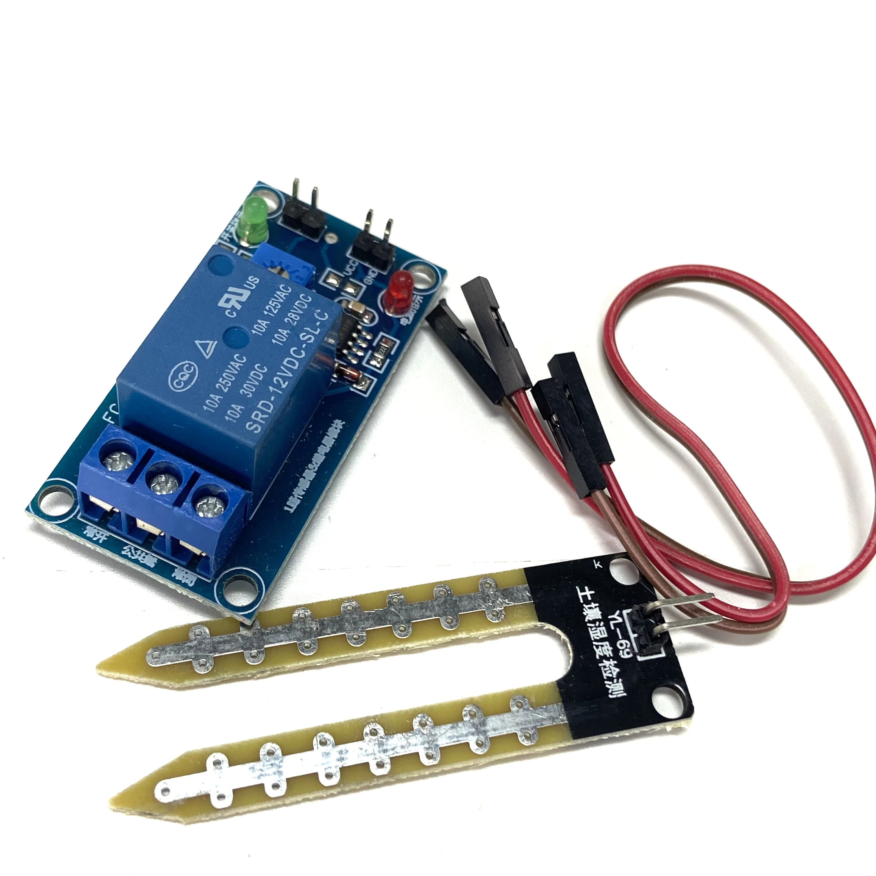 12V Soil Moisture Sensor Relay Control Module Below Moisture Level Activates Switch for Automatic Watering