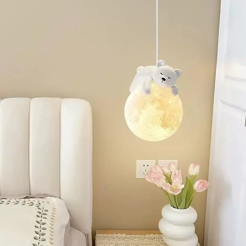 

Scandinavian modern boys and girls bedroom chandelier, room decoration, hallway, balcony bear chandelier.