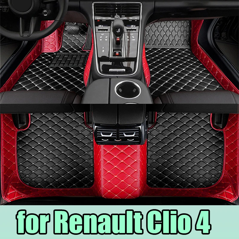 Custom Auto Luxury Leather Car Floor Mat For Renault Clio 4 2013 2014 2015 2016 Car Mat Full Set Women Waterproof Accessories